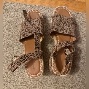 NWOT leopard wedge sandals